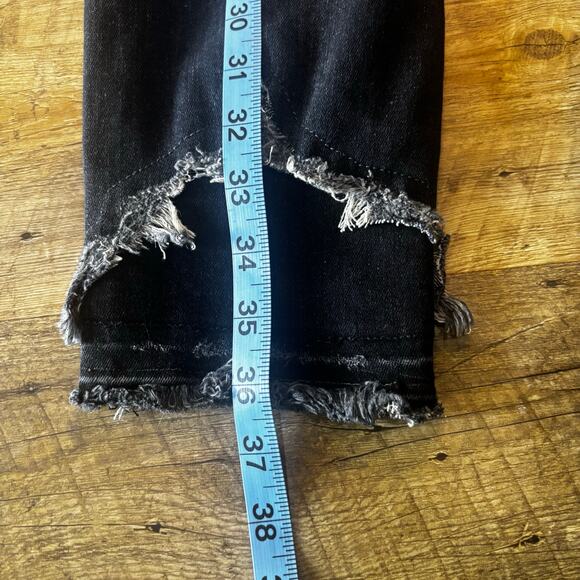 R13 Shredded Hem Black Skinny High Waisted Splatter Jeans Size 30 - Picture 9 of 10